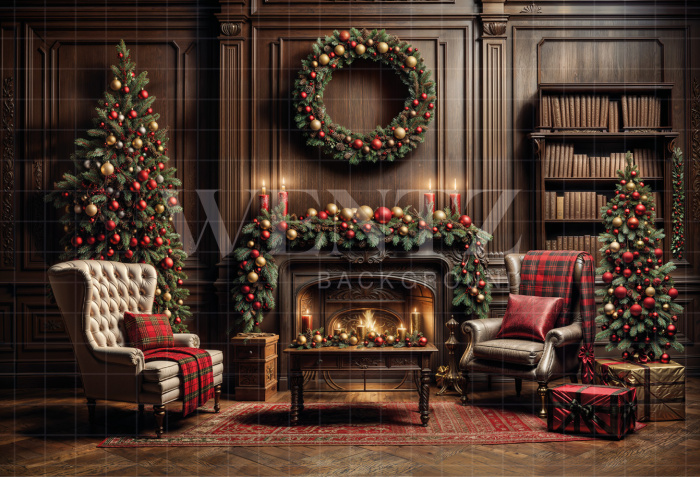 Fabric Photography Background Christmas Room / Backdrop 6289