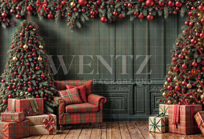 Fabric Photography Background Christmas Room / Backdrop 6290