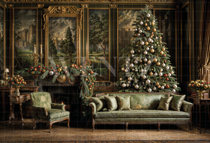 Fabric Photography Background Christmas Room / Backdrop 6296