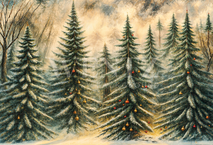 Fabric Photography Background Christmas Forest / Backdrop 6297