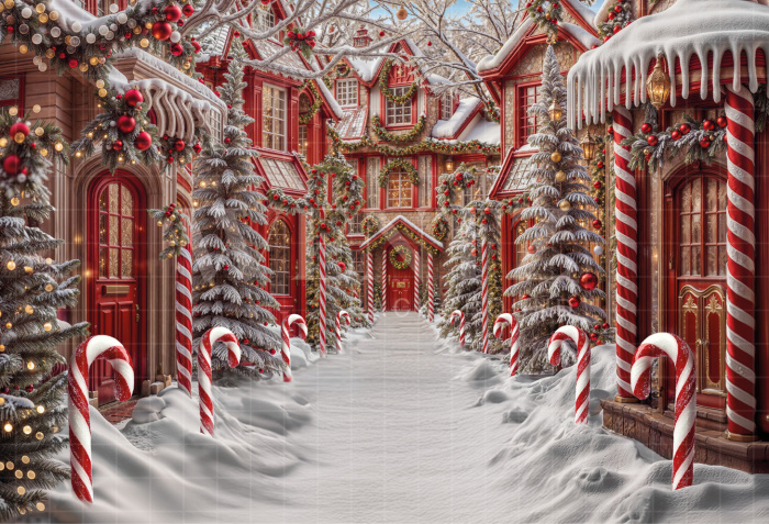 Fabric Photography Background Christmas Village / Backdrop 6326