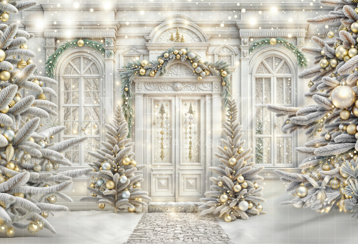 Fabric Photography Background Christmas House Front / Backdrop 6330