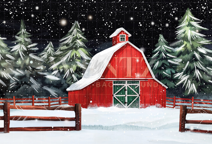 Fabric Photography Background Christmas Farm / Backdrop 6404