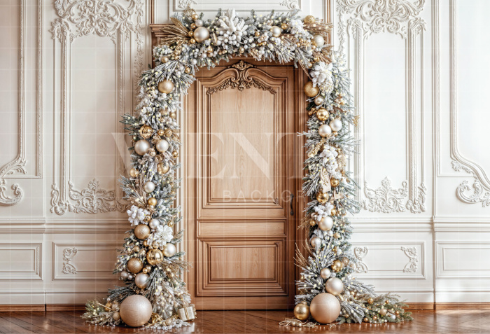 Fabric Photography Background Christmas Door / Backdrop 6440