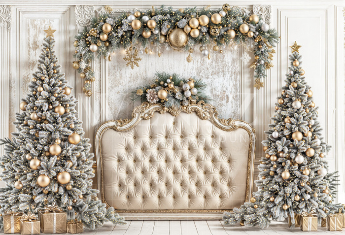 Fabric Photography Background Christmas Bedroom / Backdrop 6447