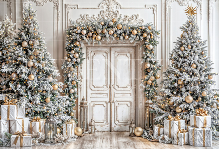 Fabric Photography Background Christmas Door / Backdrop 6459