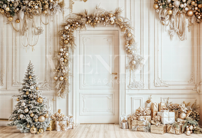 Fabric Photography Background Christmas Door / Backdrop 6457