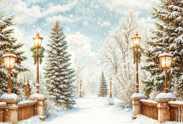 Fabric Photography Background Christmas Bridge / Backdrop 6464