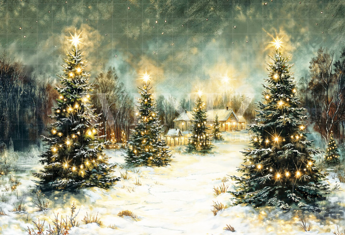 Fabric Photography Background Christmas Village / Backdrop 6476