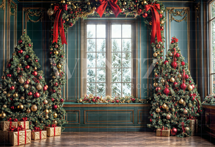 Fabric Photography Background Living Room with Window Christmas / Backdrop 6480