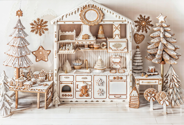 Fabric Photography Background Christmas Sweets Kitchen / Backdrop 6482