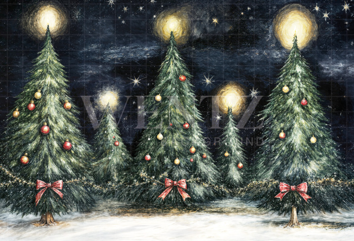 Fabric Photography Background Christmas Forest / Backdrop 6490