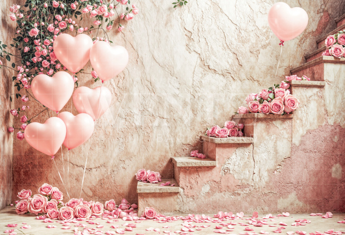 Fabric Photography Background Valentine's Day with Ladder / Backdrop 6610