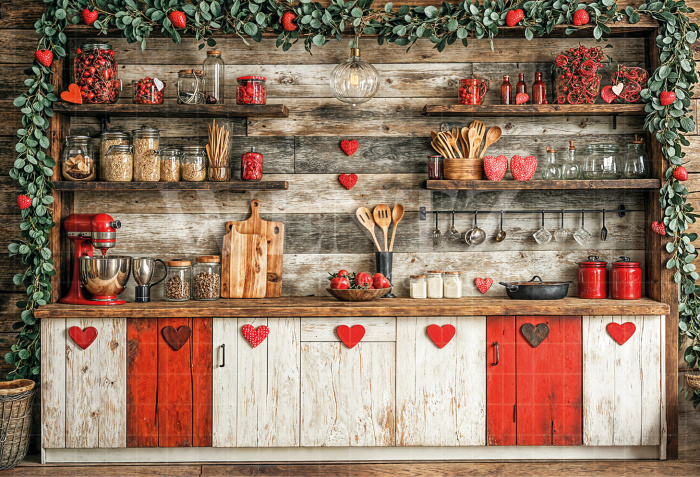 Fabric Photography Background Valentine's Day Kitchen / Backdrop 6613