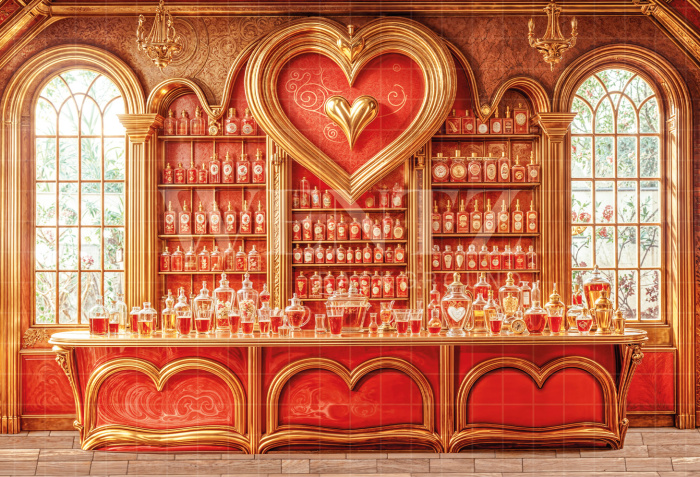 Fabric Photography Background Valentine's Day Love Potions Store / Backdrop 6624