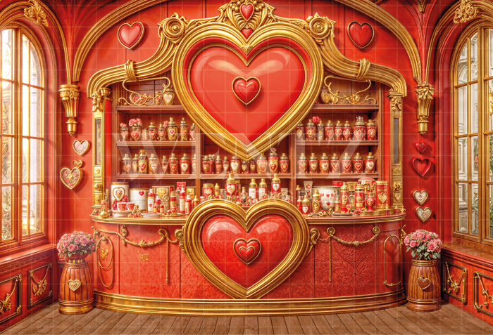 Fabric Photography Background Valentine's Day Love Potions Store / Backdrop 6625