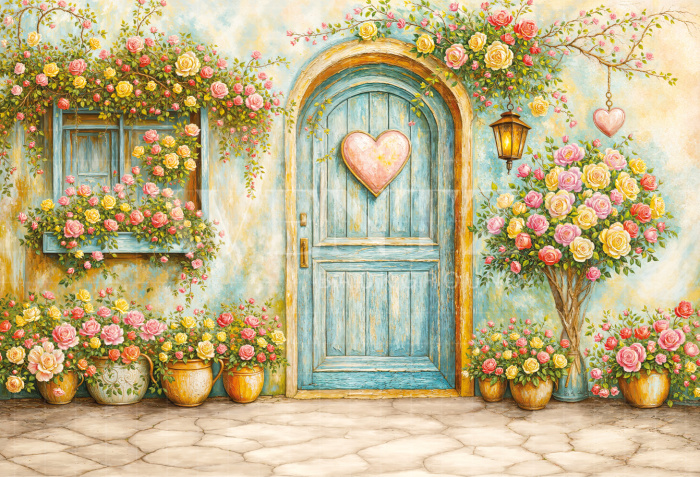 Fabric Photography Background Valentine's Day Romantic Facade / Backdrop 6626