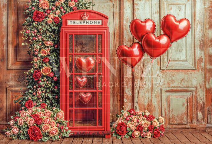 Fabric Photography Background Valentine's Day Phone Booth / Backdrop 6628