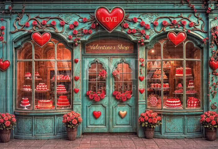 Fabric Photography Background Valentine's Day Sweet Shop / Backdrop 6631