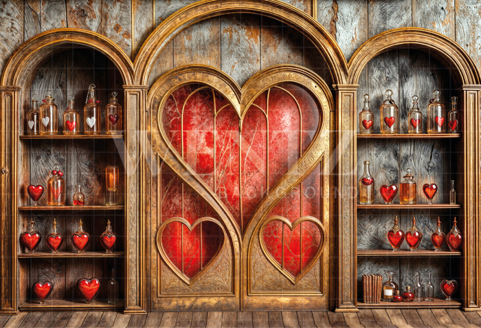 Fabric Photography Background Valentine's Day Love Potions Store / Backdrop 6634