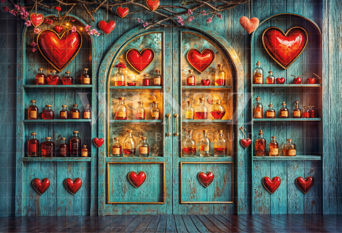 Fabric Photography Background Valentine's Day Love Potions Store / Backdrop 6635