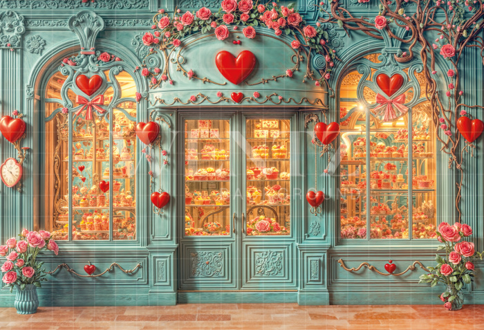 Fabric Photography Background Valentine's Day Sweet Shop / Backdrop 6630