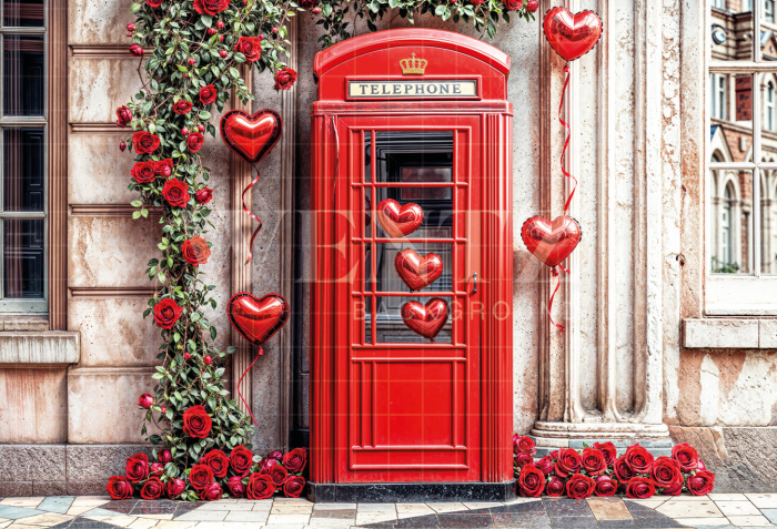 Fabric Photography Background Valentine's Day Phone Booth / Backdrop 6641