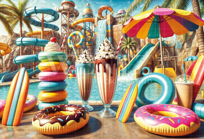 Photographic Background in Fabric Summer Water Park / Backdrop 6520