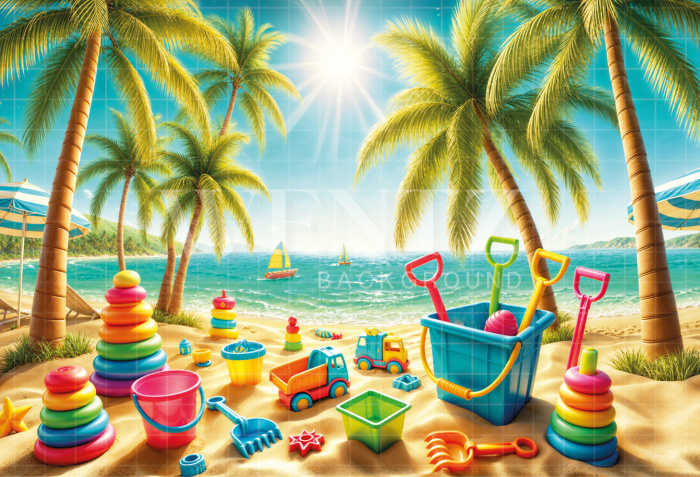 Photographic Background in Fabric Summer Beach / Backdrop 6522