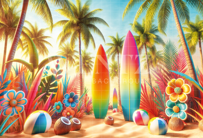 Photographic Background in Fabric Summer Beach / Backdrop 6525