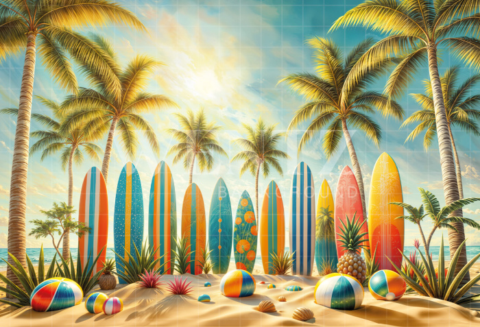 Photographic Background in Fabric Summer Beach / Backdrop 6526