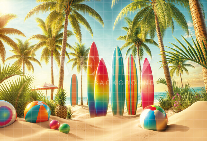 Photographic Background in Fabric Summer Beach / Backdrop 6530