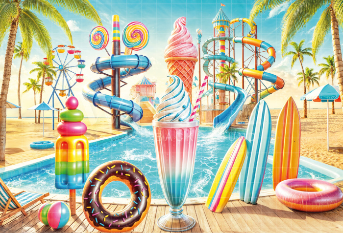 Photographic Background in Fabric Summer Water Park / Backdrop 6533