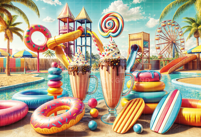 Photographic Background in Fabric Summer Water Park / Backdrop 6535