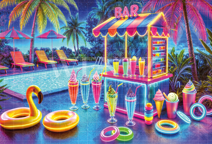 Photographic Background in Fabric Summer Bar / Backdrop 6539