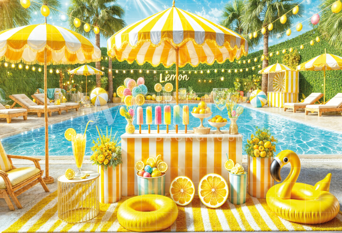 Photographic Background in Fabric Summer Lemonade Stand / Backdrop 6547