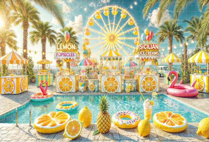 Photographic Background in Fabric Summer Water Park / Backdrop 6551