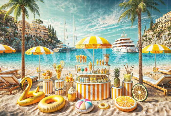 Photographic Background in Fabric Summer Beach / Backdrop 6553