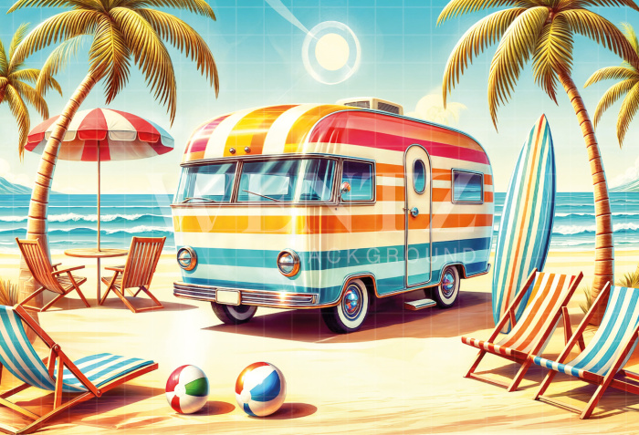 Photographic Background in Fabric Summer Trailer / Backdrop 6560