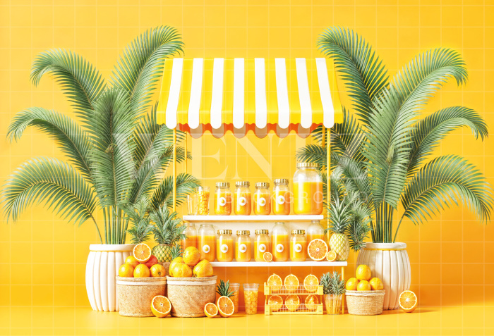 Photographic Background in Fabric Summer Juice Stand / Backdrop 6564