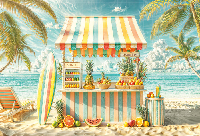 Photographic Background in Fabric Summer Fruit Stand / Backdrop 6565