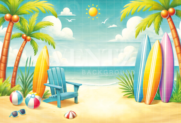 Photographic Background in Fabric Summer Beach / Backdrop 6568