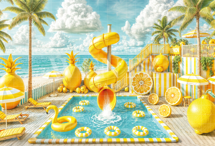 Photographic Background in Fabric Summer Water Park / Backdrop 6570