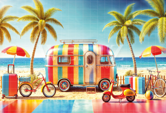 Photographic Background in Fabric Summer Trailer / Backdrop 6571