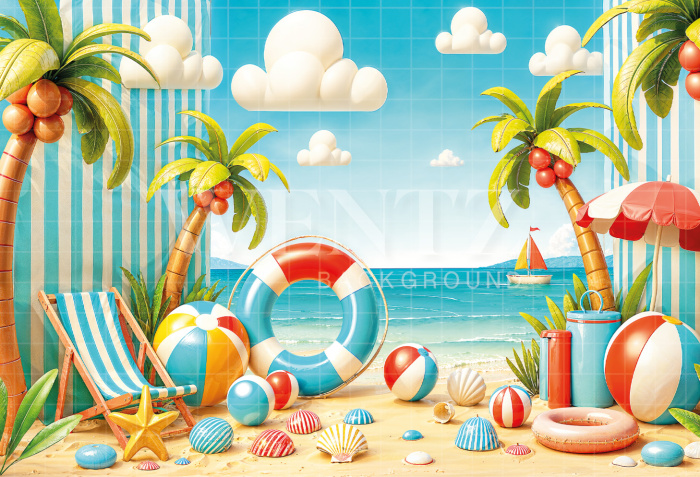 Photographic Background in Fabric Summer / Backdrop 6573