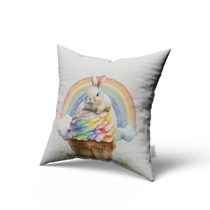 Pillow Case Easter with Rabbit and Rainbow - 45 x 45 / WA47