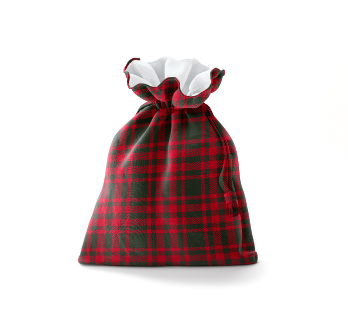 Red and Black Plaid Decorative Christmas Bag With String / WS15