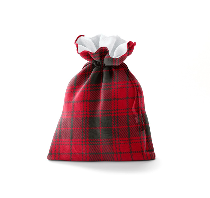 Red and Black Plaid Decorative Christmas Bag With String / WS16