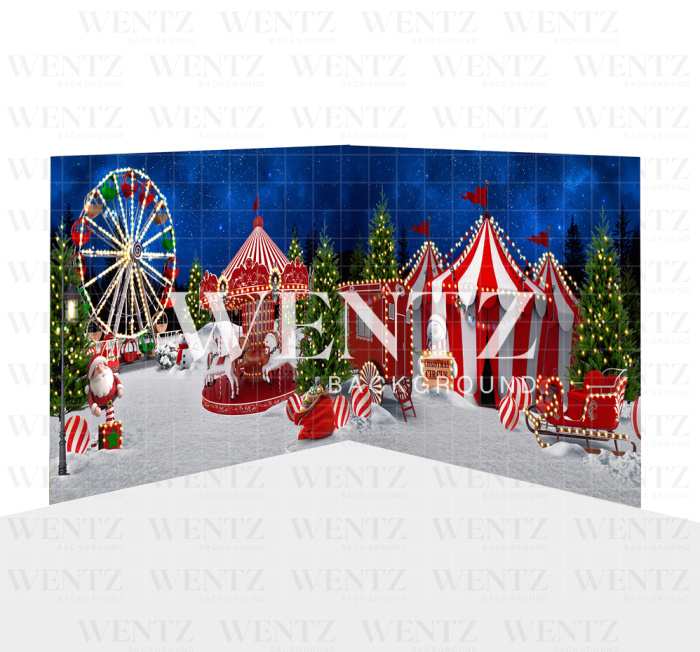 Photography Background in Fabric Christmas Circus Set 2D / WTZ140