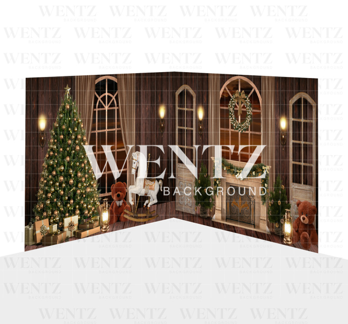 Photography Background in Fabric Christmas Living Room Set 2D / WTZ143